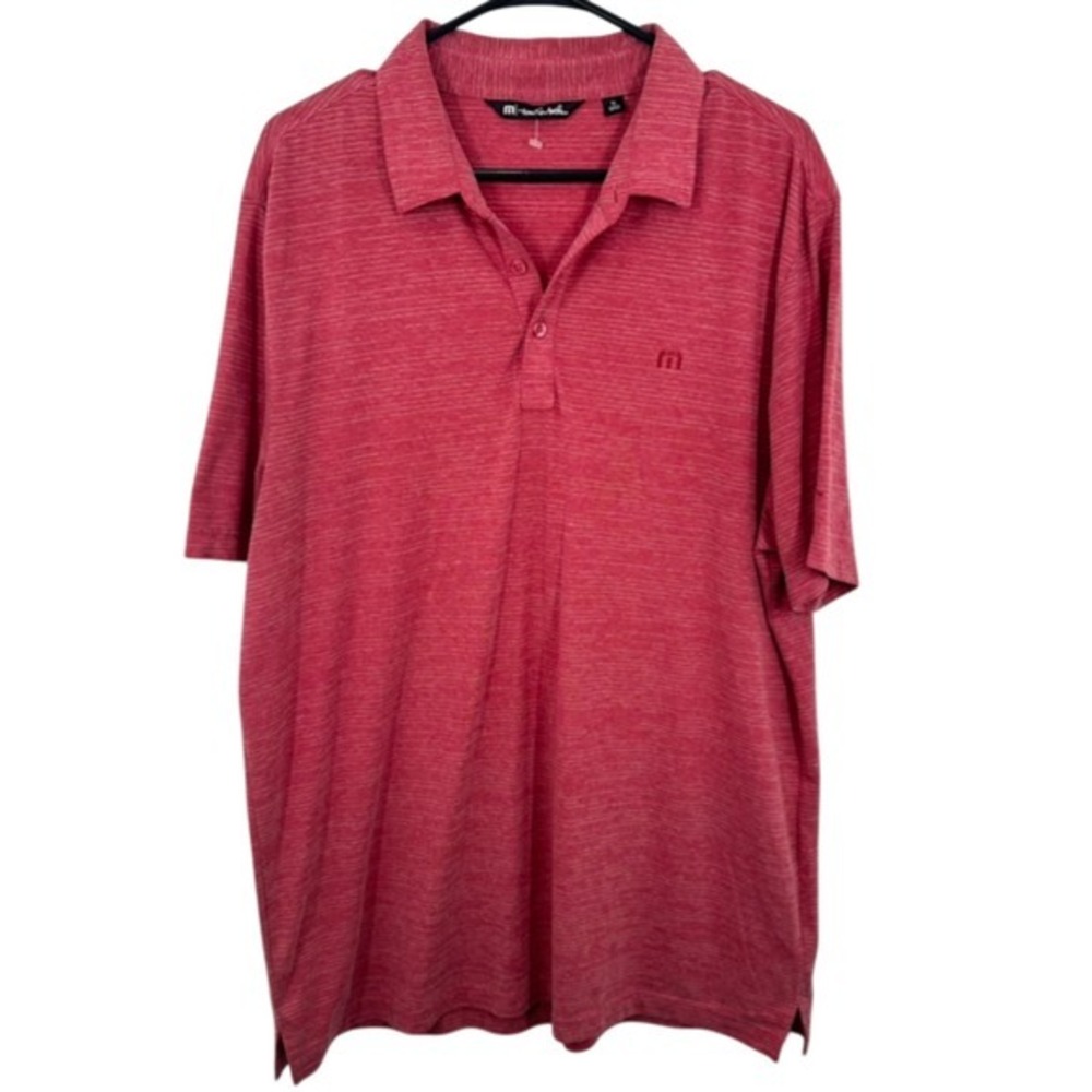 TravisMathew Mens XL Red Space Dye Polo Shirt Monte Mayor 2023 Golf Shirt Casual
